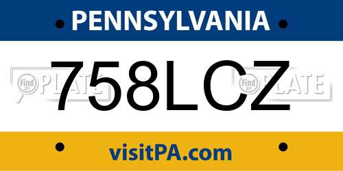 758LCZ Pennsylvania License Plate