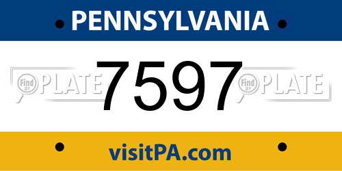7597 Pennsylvania License Plate