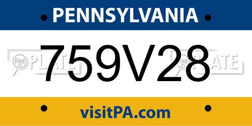 759V28 Pennsylvania License Plate