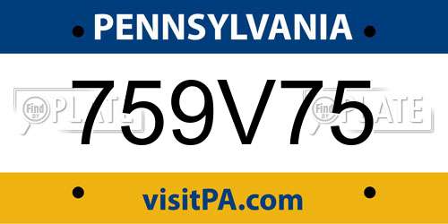 759V75 Pennsylvania License Plate