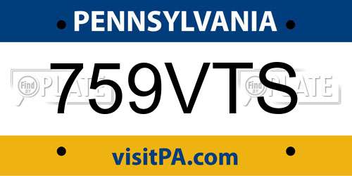 759VTS Pennsylvania License Plate