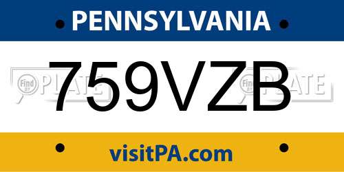759VZB Pennsylvania License Plate