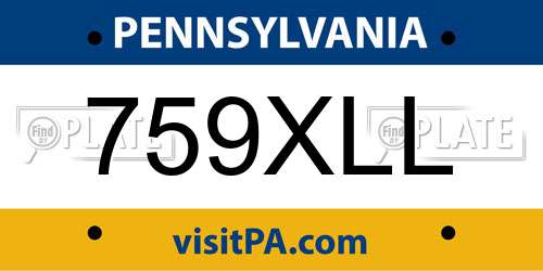 759XLL Pennsylvania License Plate