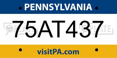 75AT437 Pennsylvania License Plate