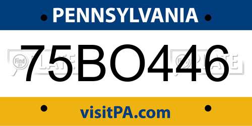 75BO446 Pennsylvania License Plate