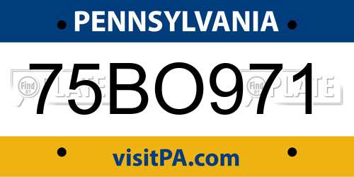 75BO971 Pennsylvania License Plate