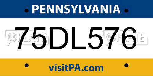 75DL576 Pennsylvania License Plate