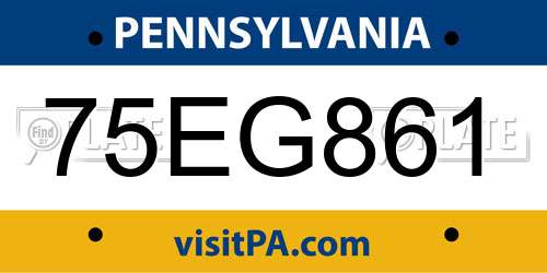 75EG861 Pennsylvania License Plate