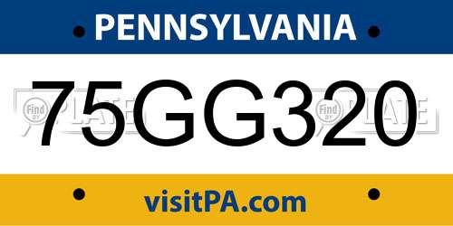 75GG320 Pennsylvania License Plate