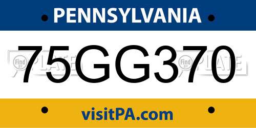 75GG370 Pennsylvania License Plate