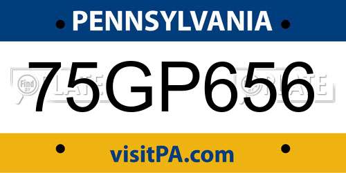 75GP656 Pennsylvania License Plate