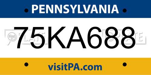 75KA688 Pennsylvania License Plate