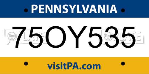 75OY535 Pennsylvania License Plate