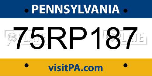 75RP187 Pennsylvania License Plate