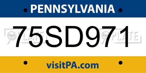 75SD971 Pennsylvania License Plate