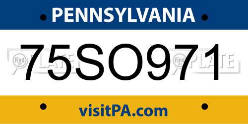 75SO971 Pennsylvania License Plate