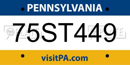 75ST449 Pennsylvania License Plate