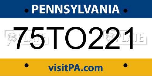 75TO221 Pennsylvania License Plate