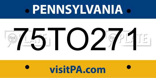 75TO271 Pennsylvania License Plate