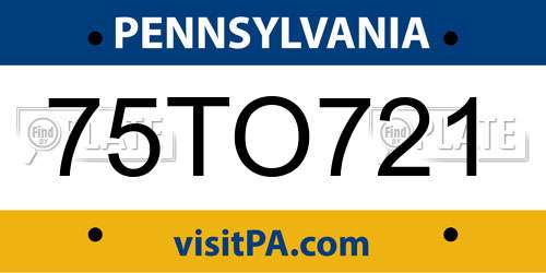 75TO721 Pennsylvania License Plate
