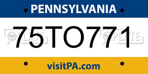 75TO771 Pennsylvania License Plate