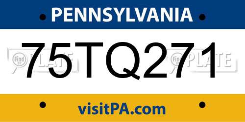 75TQ271 Pennsylvania License Plate