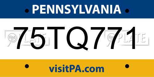 75TQ771 Pennsylvania License Plate