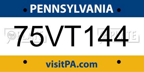 75VT144 Pennsylvania License Plate