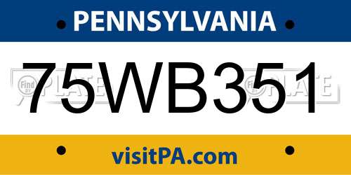 75WB351 Pennsylvania License Plate