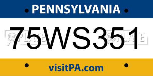75WS351 Pennsylvania License Plate