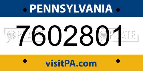 7602801 Pennsylvania License Plate