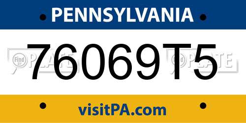 76069T5 Pennsylvania License Plate