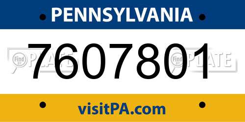 7607801 Pennsylvania License Plate