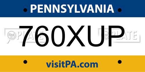 760XUP Pennsylvania License Plate