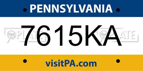 7615KA Pennsylvania License Plate