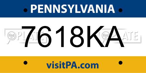 7618KA Pennsylvania License Plate