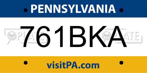 761BKA Pennsylvania License Plate