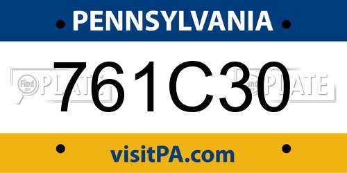 761C30 Pennsylvania License Plate