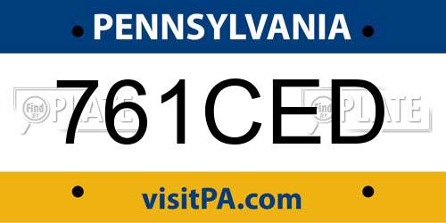 761CED Pennsylvania License Plate