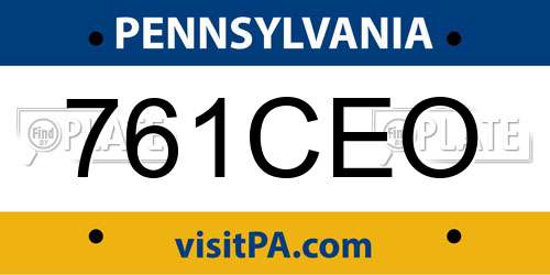 761CEO Pennsylvania License Plate