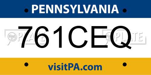 761CEQ Pennsylvania License Plate