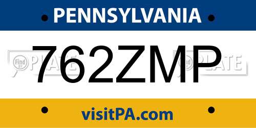 762ZMP Pennsylvania License Plate
