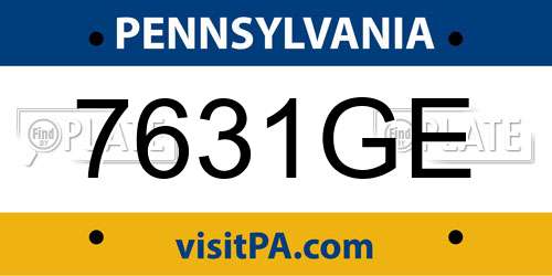 7631GE Pennsylvania License Plate