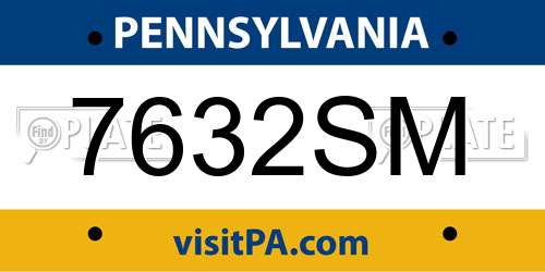 7632SM Pennsylvania License Plate