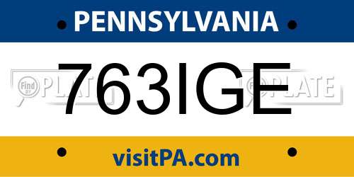 763IGE Pennsylvania License Plate