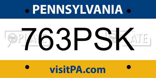 763PSK Pennsylvania License Plate