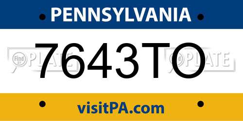 7643TO Pennsylvania License Plate
