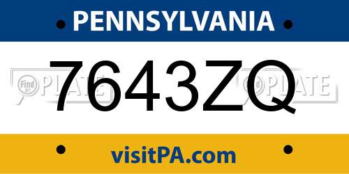 7643ZQ Pennsylvania License Plate