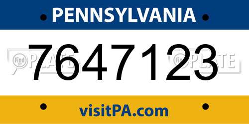 7647123 Pennsylvania License Plate