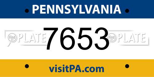 7653 Pennsylvania License Plate
